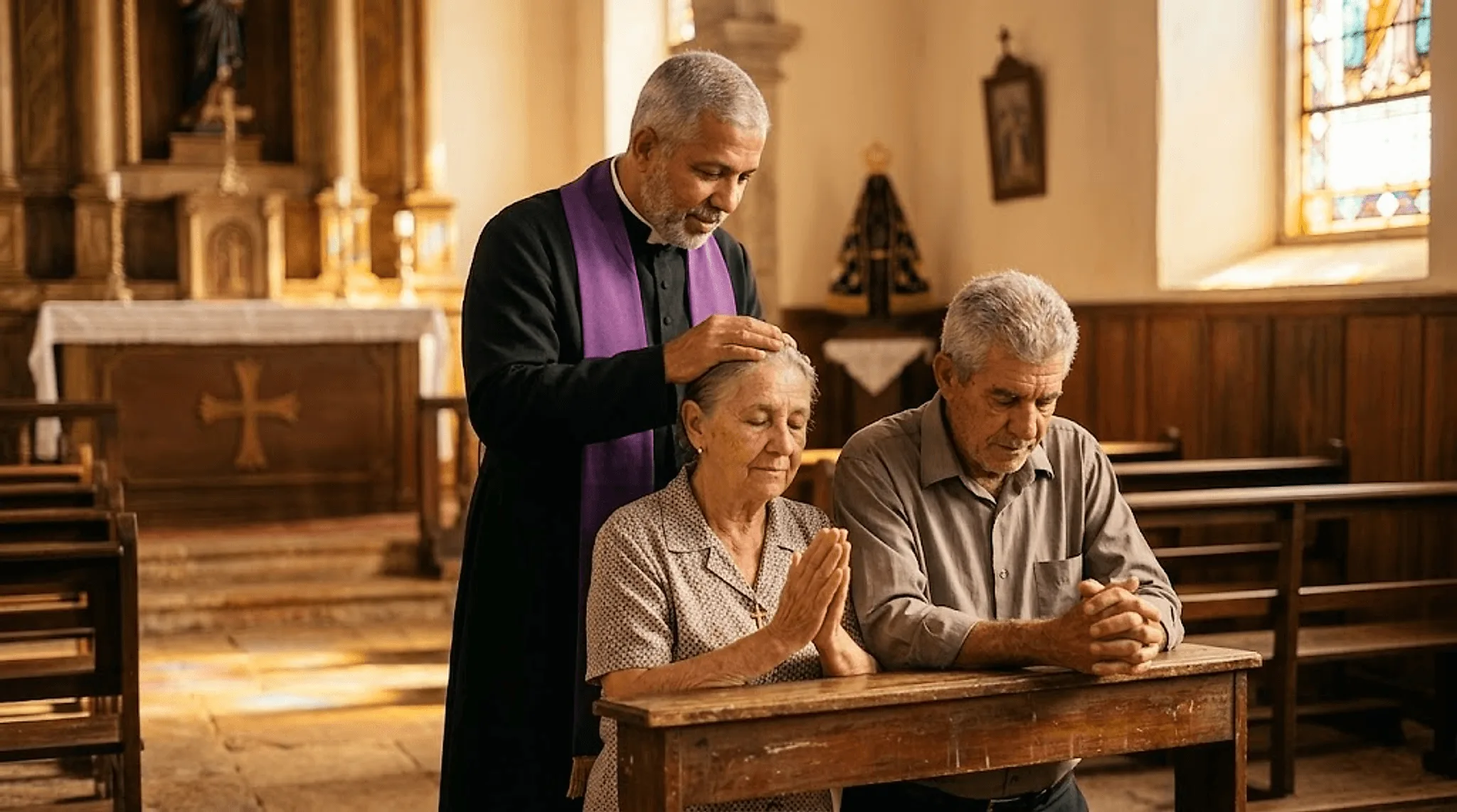 Padre Henrique abençoando fiéis